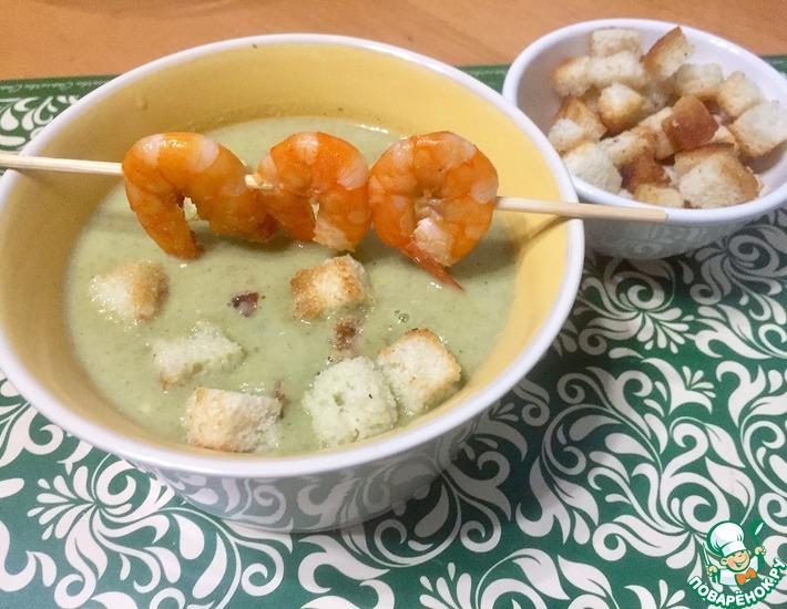 Рецепт: Крем-суп из брокколи с креветками