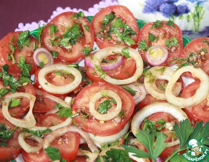 Рецепт: Маринованные помидоры с луком К мясу