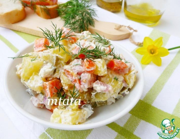 Рецепт: Картофельный салат с копченой индейкой