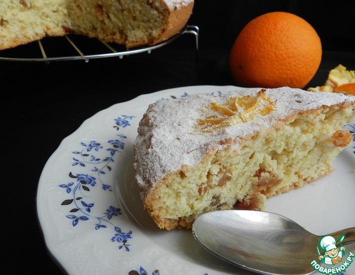 Рецепт: Постный апельсиновый пирог с изюмом