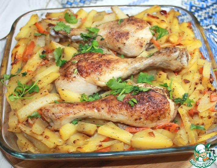 Рецепт: Картофель с куриными ножками