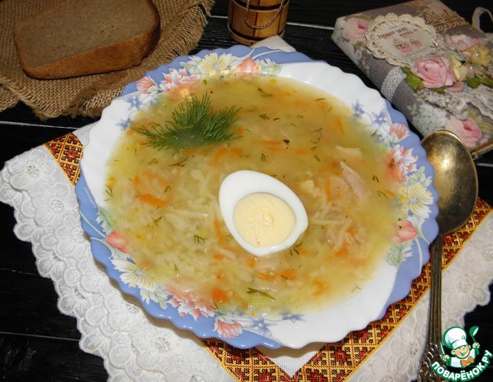 Рецепт: Куриный суп с пшеном и вермишелью