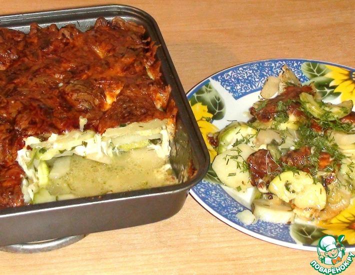 Рецепт: Картофель, запеченный с кабачками под сыром