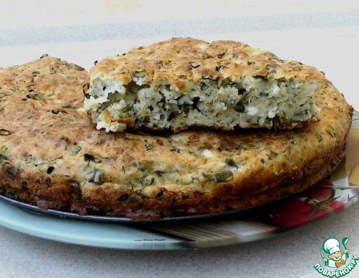 Рецепт: Заливной пирог с зеленым луком