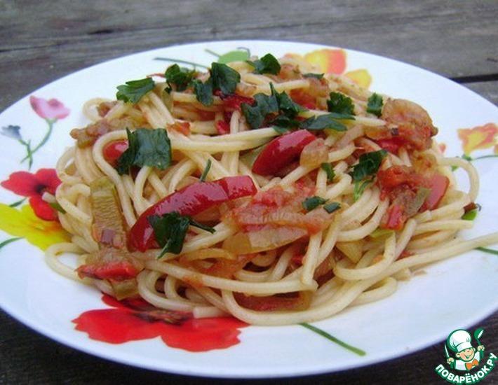 Рецепт: Спагетти с овощами