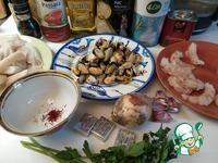 Паэлья с кольцами кальмара, креветками и мидиями ингредиенты
