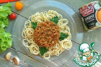 Рецепт: Спагетти с кабачково-мясным соусом