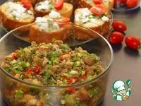 Салат из баклажанов и чесночный хлеб ингредиенты