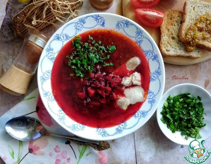 Рецепт: Куриный суп со свёклой и рисом