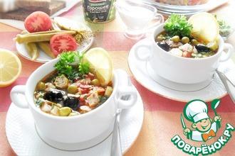 Рецепт: Суп-солянка с горошком и бамией