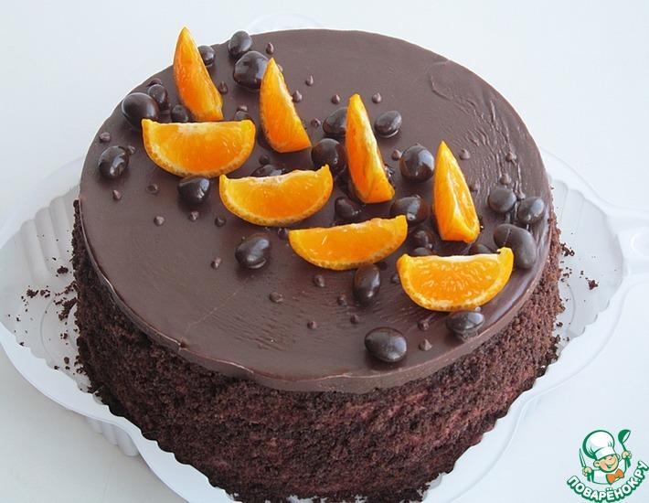 Рецепт: Постный шоколадно-малиновый торт