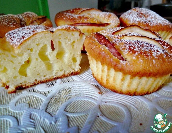 Рецепт: Нежные творожные кексы с яблоками