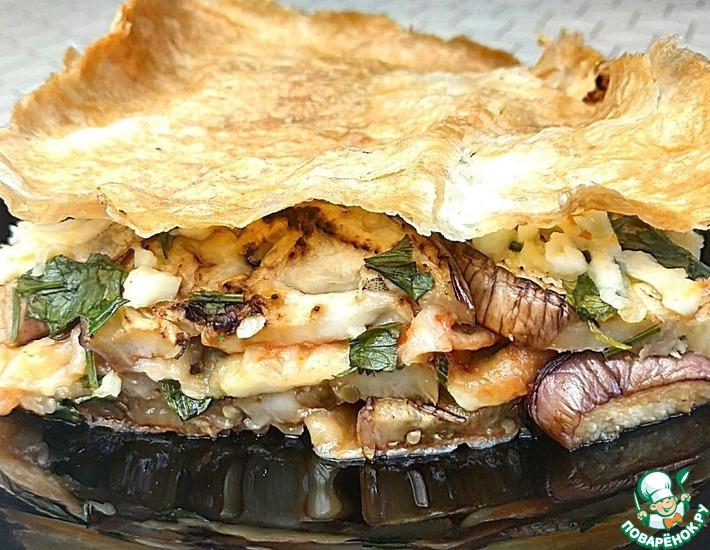 Рецепт: Пирог из лаваша с баклажанами