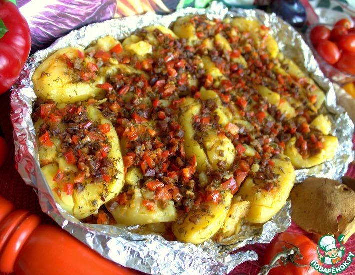 Рецепт: Мятый картофель с начинками в духовке