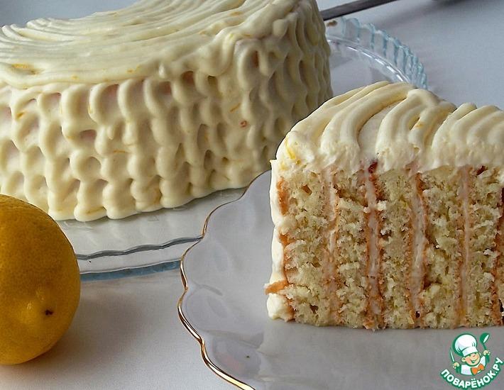 Рецепт: Итальянский лимонный торт с вертикальными коржами