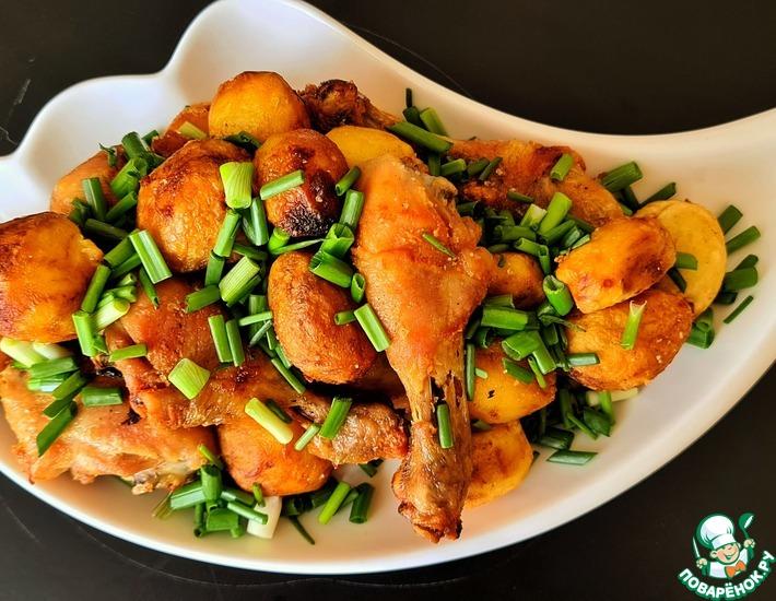 Рецепт: Жареные куриные голени с картошкой
