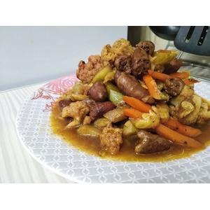 Куриные сердечки с овощами