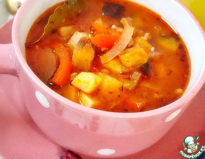Рецепт: Суп с фаршем и баклажанами