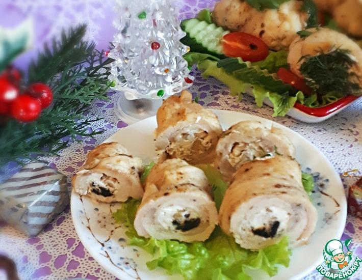 Рецепт: Закуска Фаршированные куриные трубочки