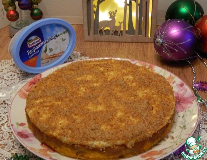 Рецепт: Запеканка тыквенно-яблочная с творогом и сыром