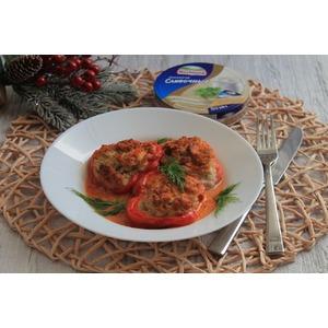 Перец, фаршированный курицей, овсянкой и сыром