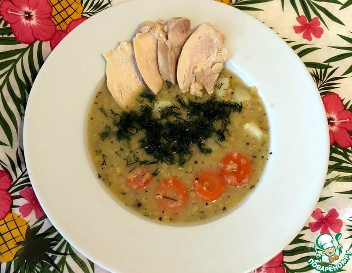 Рецепт: Куриный чечевичный суп без зажарки