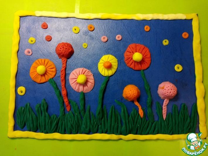 Картина из пластилина Весенние цветы в технике пластилинография. Мастер-класс.