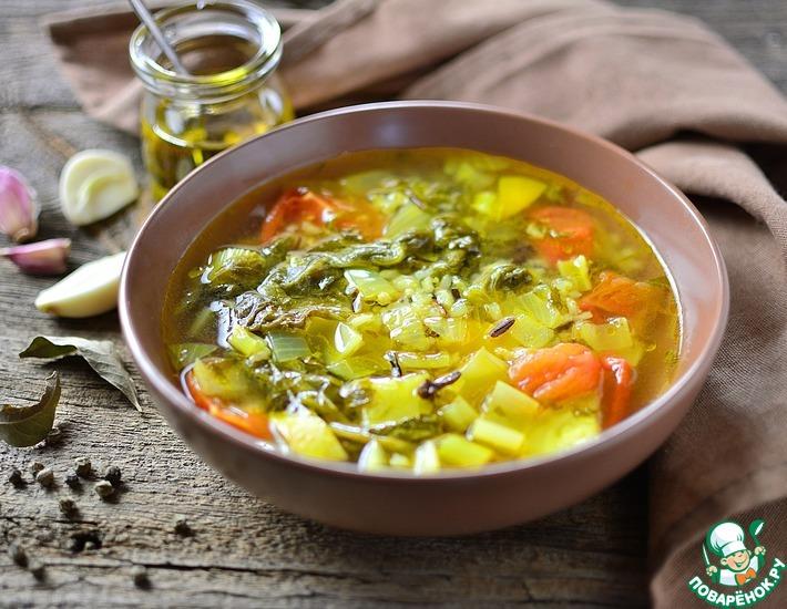 Рецепт: Щавелевый суп с рисом и овощами
