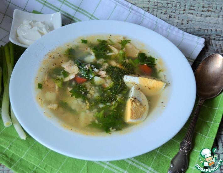 Рецепт: Рисовый суп с курицей и крапивой