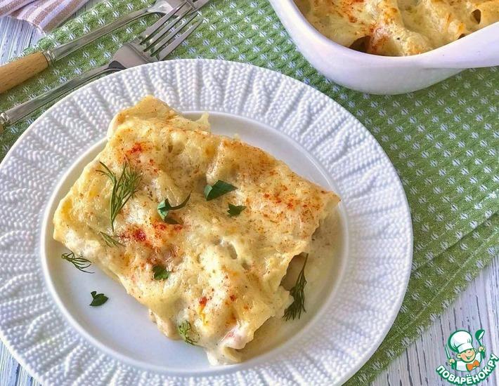 Рецепт: Каннеллони с грибами под сырным соусом