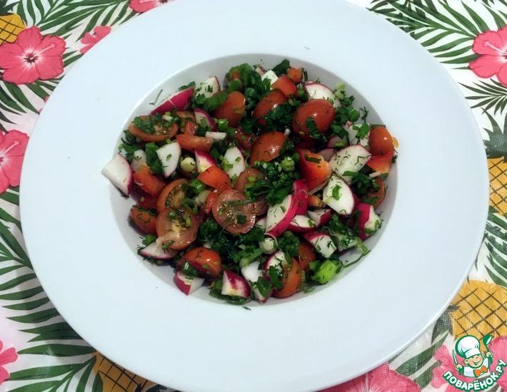 Рецепт: Салат с редисом и болгарским перцем