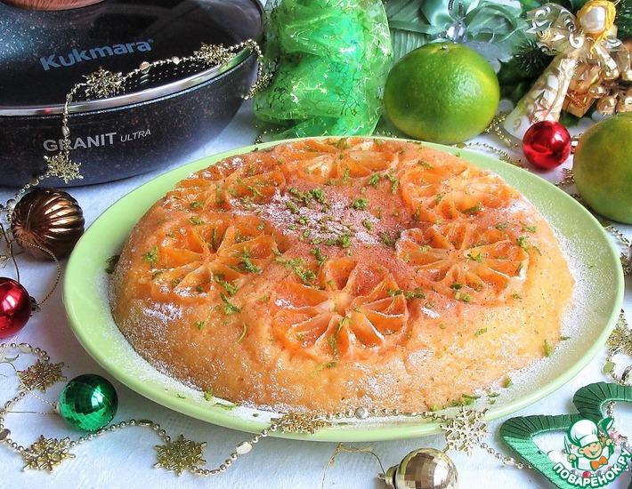 Рецепт: Пирог с зелеными мандаринами на сковороде