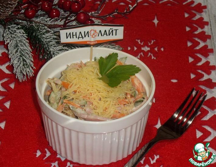 Рецепт: Салат с овощами, бужениной и сыром