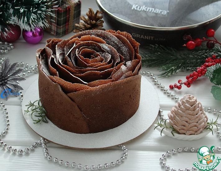 Рецепт: Блинный торт Трюфельная роза