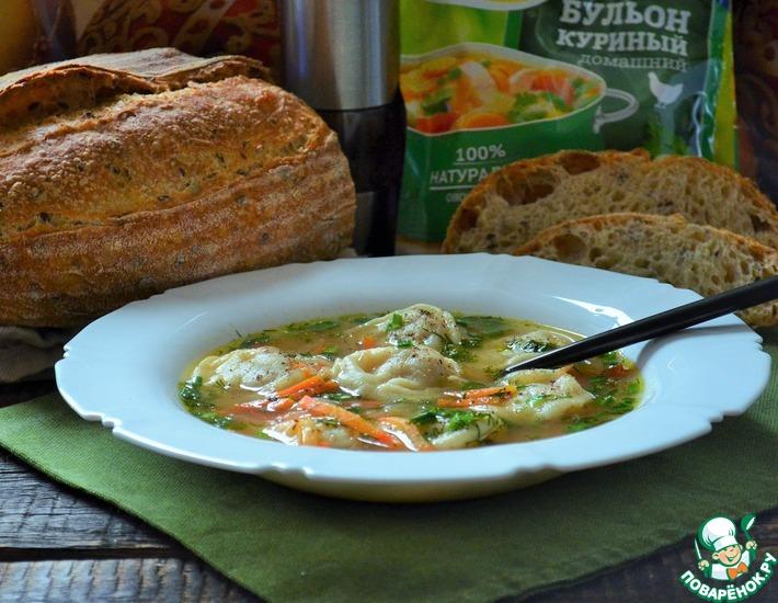 Рецепт: Овощной суп с пельменями