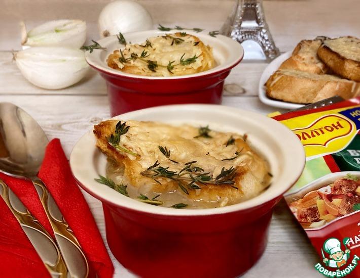 Рецепт: Французский луковый суп на говяжьем бульоне