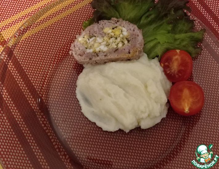 Рецепт: Кето-мясной рулет с овощным пюре