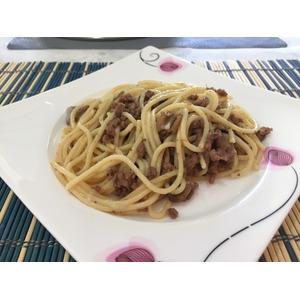 Спагетти с фаршем и грибами