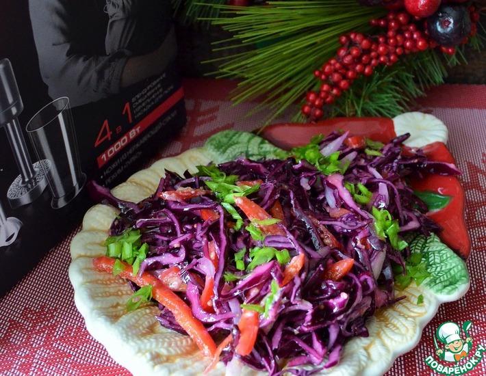 Рецепт: Салат-гарнир из краснокочанной капусты