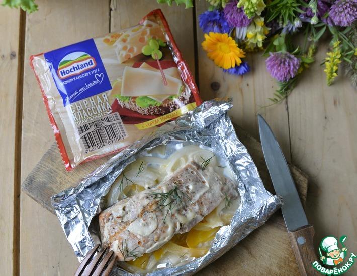 Рецепт: Рыба на овощной подушке в фольге