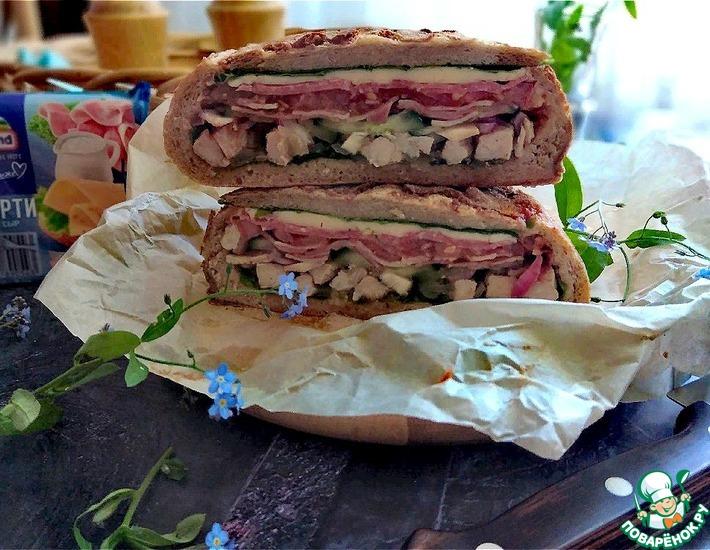 Рецепт: Большой бутерброд для пикника
