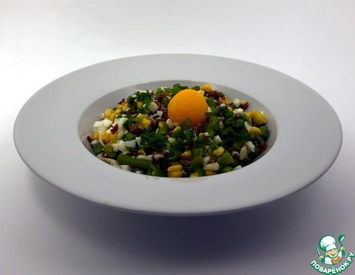 Рецепт: Рисовый салат с кукурузой и моцареллой