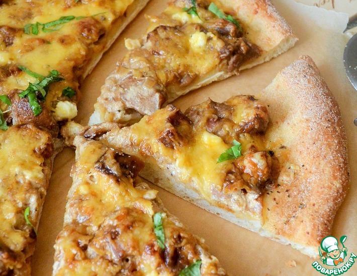 Рецепт: Творожная пицца со сливочными белыми грибами