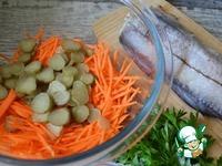 Салат овощной с жареной пикшей ингредиенты