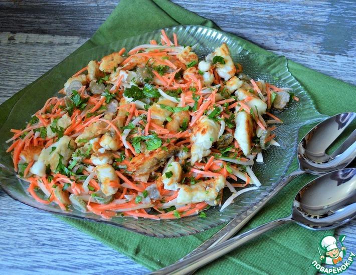 Рецепт: Салат овощной с жареной пикшей