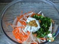 Салат овощной с жареной пикшей ингредиенты