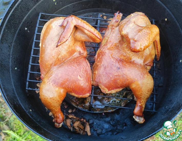 Рецепт: Курица горячего копчения в коптилке