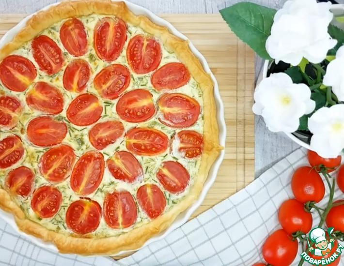 Рецепт: Пирог с творожным сыром и томатами