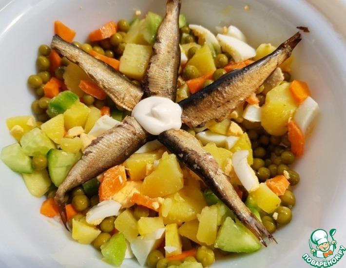 Рецепт: Овощной салат со шпротами