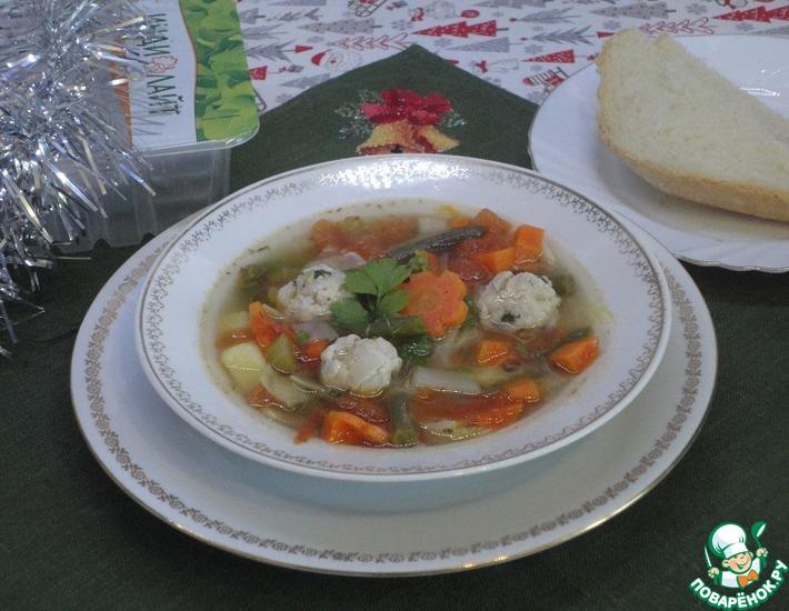 Рецепт: Овощной суп с фрикадельками из индейки